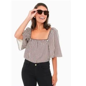 Tuckernuck Stella Striped Bell Sleeve Square Neck Festive Top Size XL